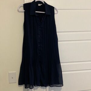 Joie Navy Sleeveless Button-Front Pleated Dress